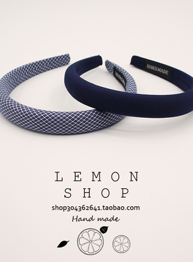 蓝色格子发箍洗脸春夏新款高颅顶ins韩国超仙气质高级感发饰头箍