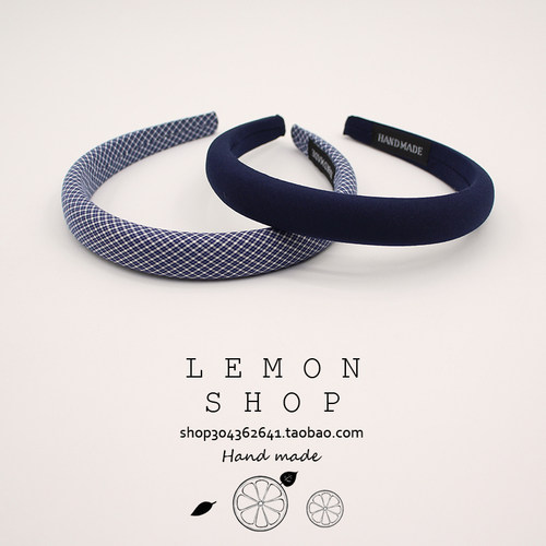 蓝色格子发箍洗脸春夏新款高颅顶ins韩国超仙气质高级感发饰头箍