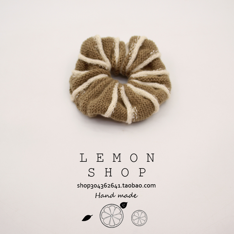 秋冬新款毛线大肠发圈韩国网红条纹大肠圈毛绒头绳发绳扎马尾皮筋