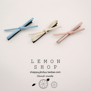 韩系简约皮质蝴蝶结发夹边夹韩国侧边刘海夹鸭嘴夹高级感发饰发卡