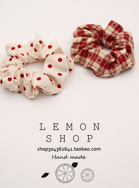 红色大肠发圈发绳头绳扎头发橡皮筋2025年新款波点格子网红发饰品