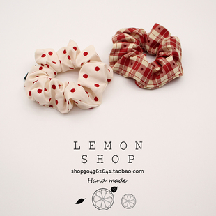 红色大肠发圈发绳头绳扎头发橡皮筋2025年新款波点格子网红发饰品