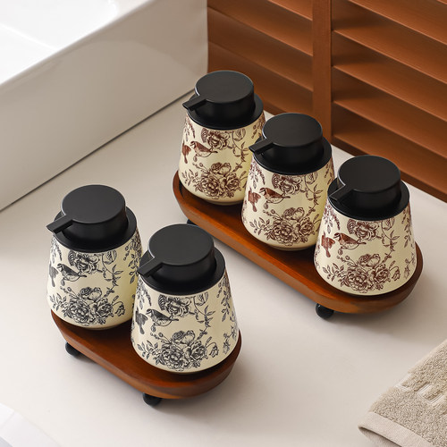 轻奢复古陶瓷洗手液瓶子卫生间按压空瓶乳液瓶洗发水挤压瓶分装瓶