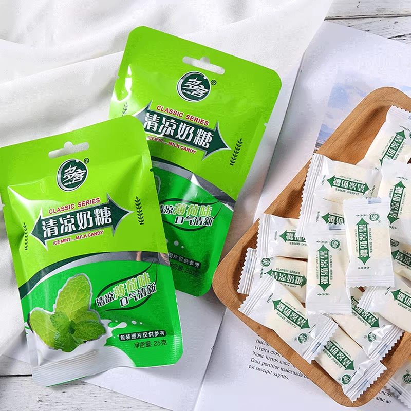 多客清凉奶糖薄荷味软糖清爽口气清新老式怀旧儿童解馋零食品小吃