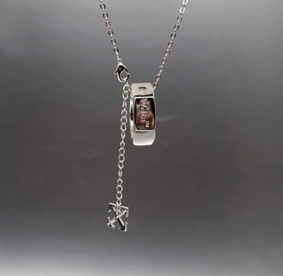 潮 White银色箭头六角形螺母戒指吊坠项链饰品男女情侣款 新品 Off