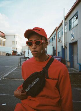 PLACES+FACES P+F WAIST BAG印花背带串标腰包单肩斜跨包男女情侣