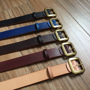 优革佳品纯手作植鞣革腰带男士加厚头层牛皮通用真皮休闲养牛皮带