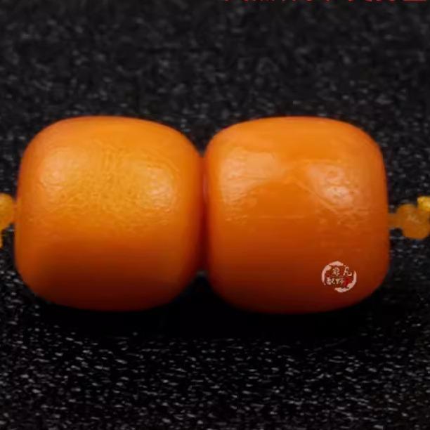 天然蜜蜡俄料老型珠墩子手链橘红皮老蜡车轮珠鼓珠文玩桶珠隔珠散