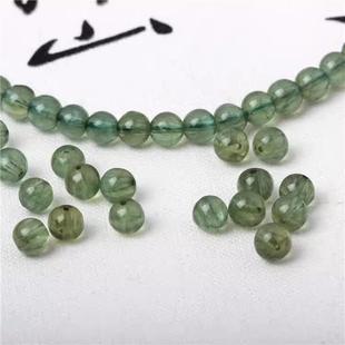diy饰品配件 绿发晶 绿磷灰石散珠单珠圆珠 猫眼效应半成品手链