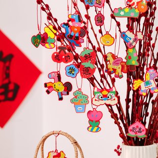 中国风马年书法卡片吊牌喜庆新年祝福吊卡家居装饰挂件发财树挂饰