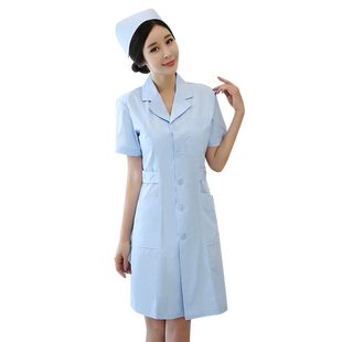 八只眼护士服短袖夏装女粉色白大褂短袖修身学生美容工作服外套装