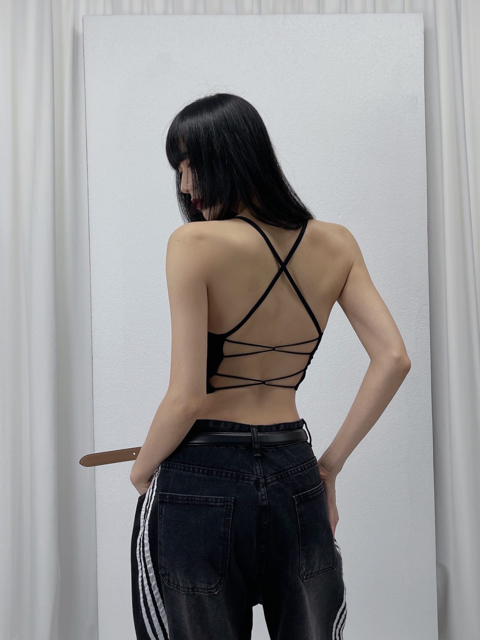 SHUISHUI【夏日美背】交叉露背小吊带减震带胸垫背心运动健身内衣