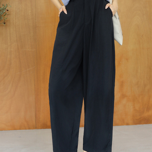 西田设｜凉感长裤2025夏季新款宽松慵懒风小个子设计感高腰阔腿裤