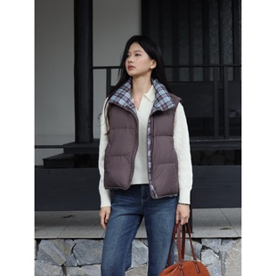 西田设｜90白鸭绒羽绒马甲立领时尚两面穿短款百搭宽松加厚马甲