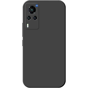 适用于vivoX60Pro手机壳新款x60por+曲屏版液态硅胶vivix60tpro防摔x60保护套石墨黑方形简约纯色男女软外壳