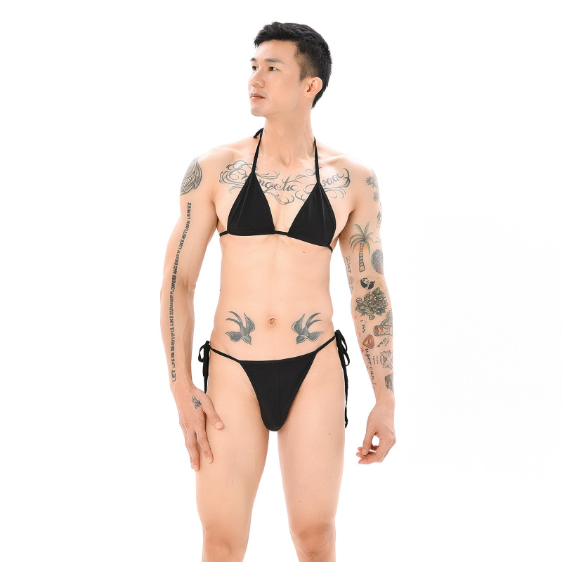 男士性感内衣组合纯色比基尼胸罩