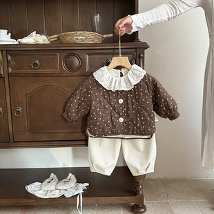 女童棉衣冬季2025新款轻薄宽松森系宝宝保暖夹棉冬装婴儿外套上衣