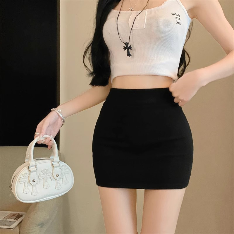 灰色高腰包臀短裙女小个子性感弹