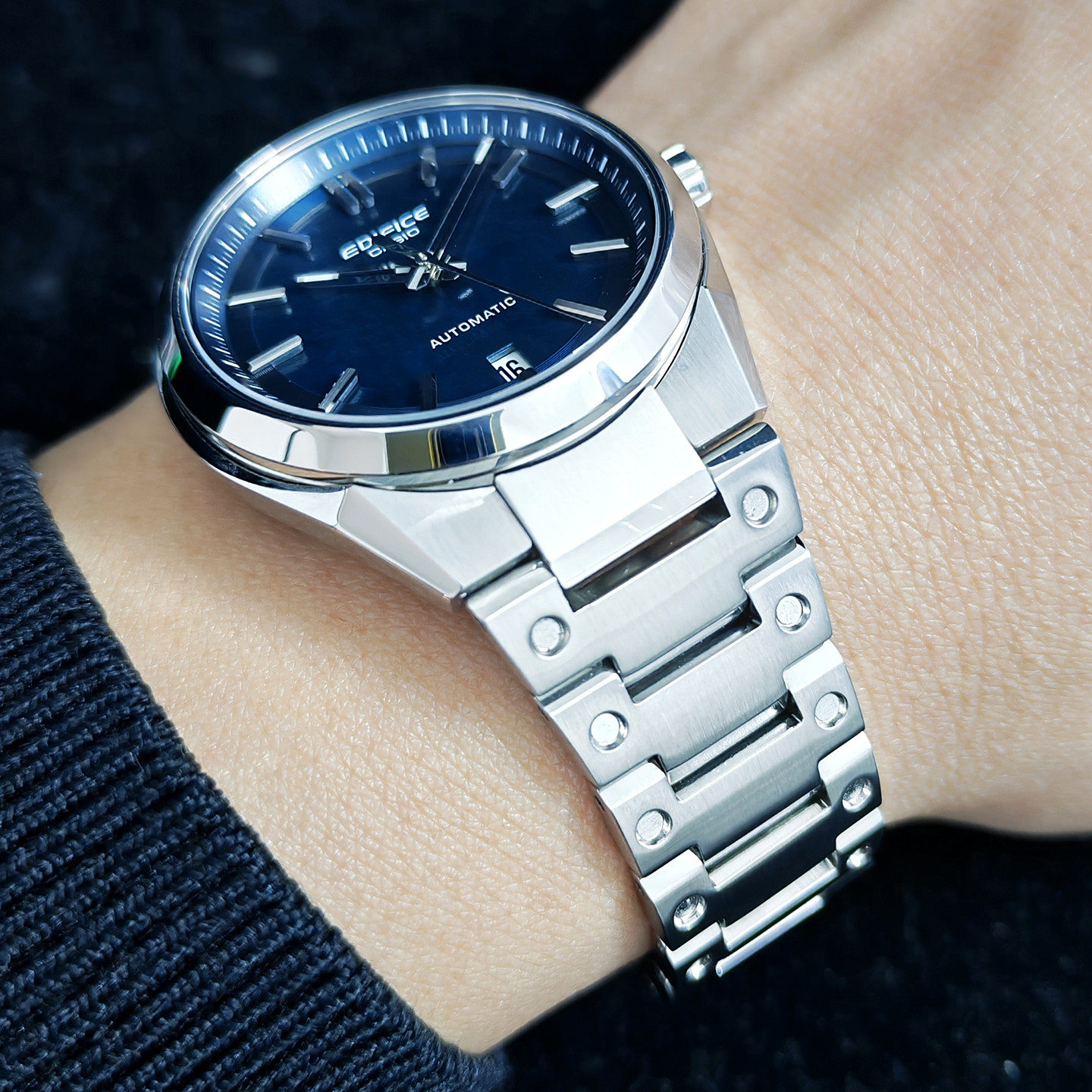 力亮表业卡西欧机械表EFK-100钢表带EFK100实心金属表带表链配件