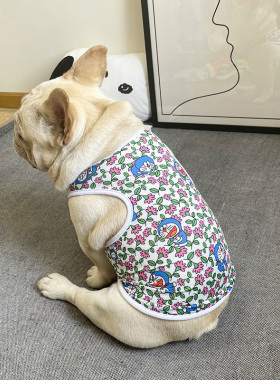 法斗背心夏季法斗网眼叮当猫透气防掉毛巴哥柯基犬胖狗狗衣服潮牌