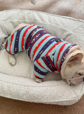 法斗衣服四脚秋冬季加绒厚款宠物巴哥狗狗衣服高领保暖连体衣