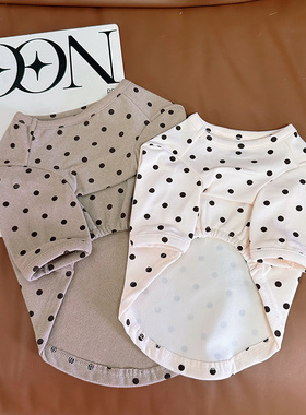 小狗衣服秋冬超柔波点打底衫居家法斗雪纳瑞泰迪比熊猫咪狗狗服装