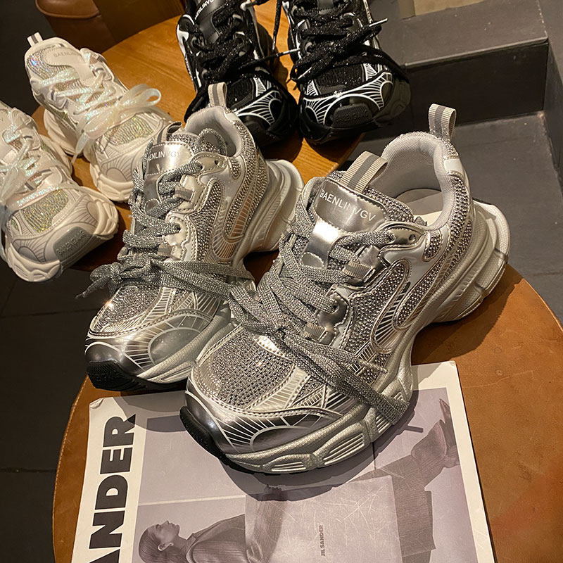 老爹鞋女2026春夏季新款百搭网红增高厚底小白鞋超火水钻运动鞋子,女鞋,时尚休闲鞋,淘宝优惠券,粉丝福利购,淘宝优惠卷