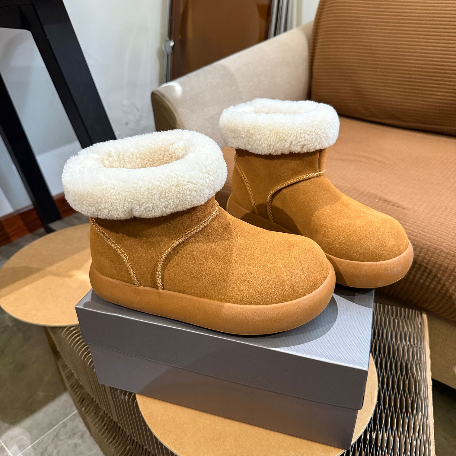 雪地靴女款厚底加绒保暖毛毛棉鞋