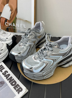 老爹鞋女款2024新款夏季网红双层厚底增高小白鞋今年爆款运动鞋子