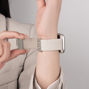 适用ApplewatchS11苹果编织尼龙s10磁吸扣表带iwatchSe手表ultar3