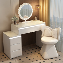 2025新款实木烤漆梳妆台小户型卧室现代简约奶油风化妆桌斗柜一体