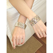 长期主义小众ins韩系博主同款 几何弹力宽手链日常百搭珍珠手镯