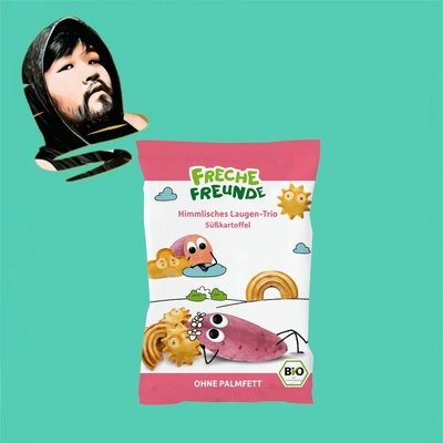 德国直邮满300包邮Freche Freunde3岁+有机红薯碱水小饼干80g