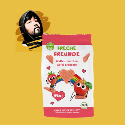 德国直邮满300包邮freche freunde1岁+有机苹果草莓华夫饼干25g