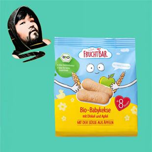 德国直邮满300包邮FruchtBar8月+有机苹果斯佩尔特小麦曲奇100g