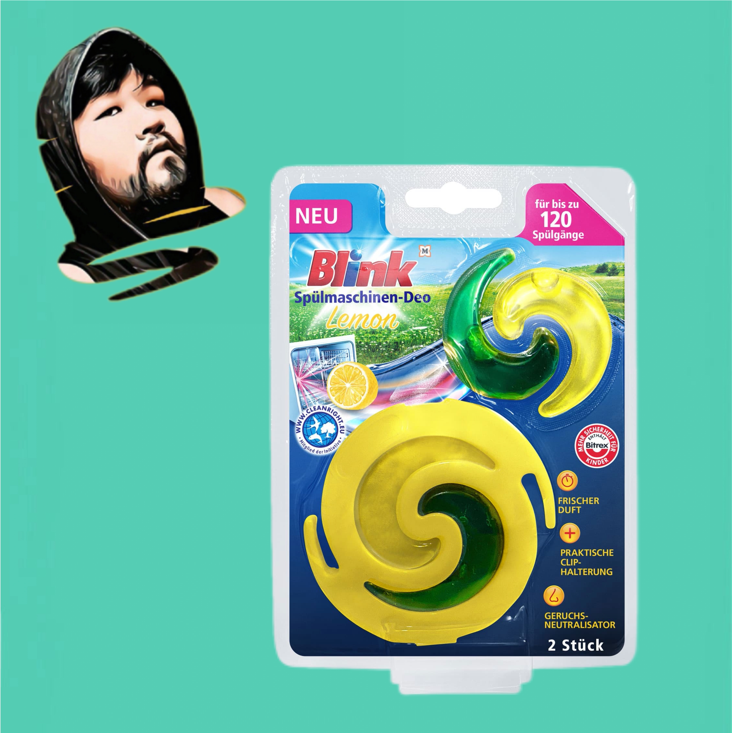 德国直邮【全场满300包邮】Blink洗碗机清新柠檬除味器2块装