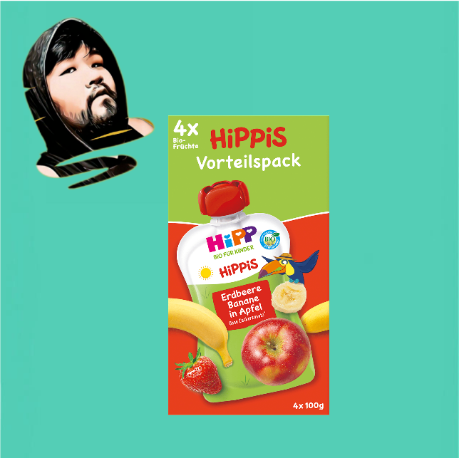 德国直邮【满300包邮】Hipp有机12个月+有机香蕉草莓吸吸乐4*100g