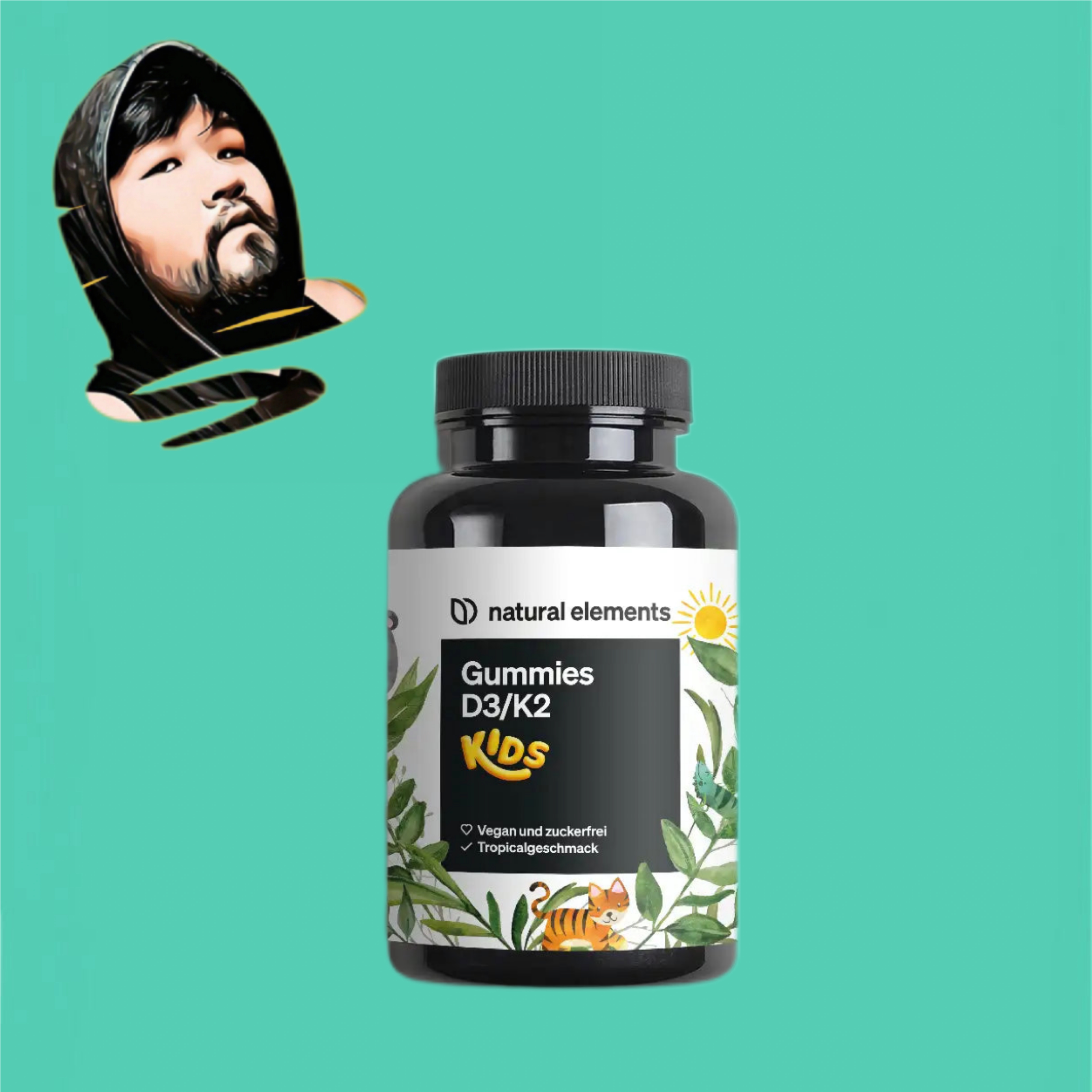 德国直邮【满300包邮】Natural elements儿童d3k2维生素软糖120粒