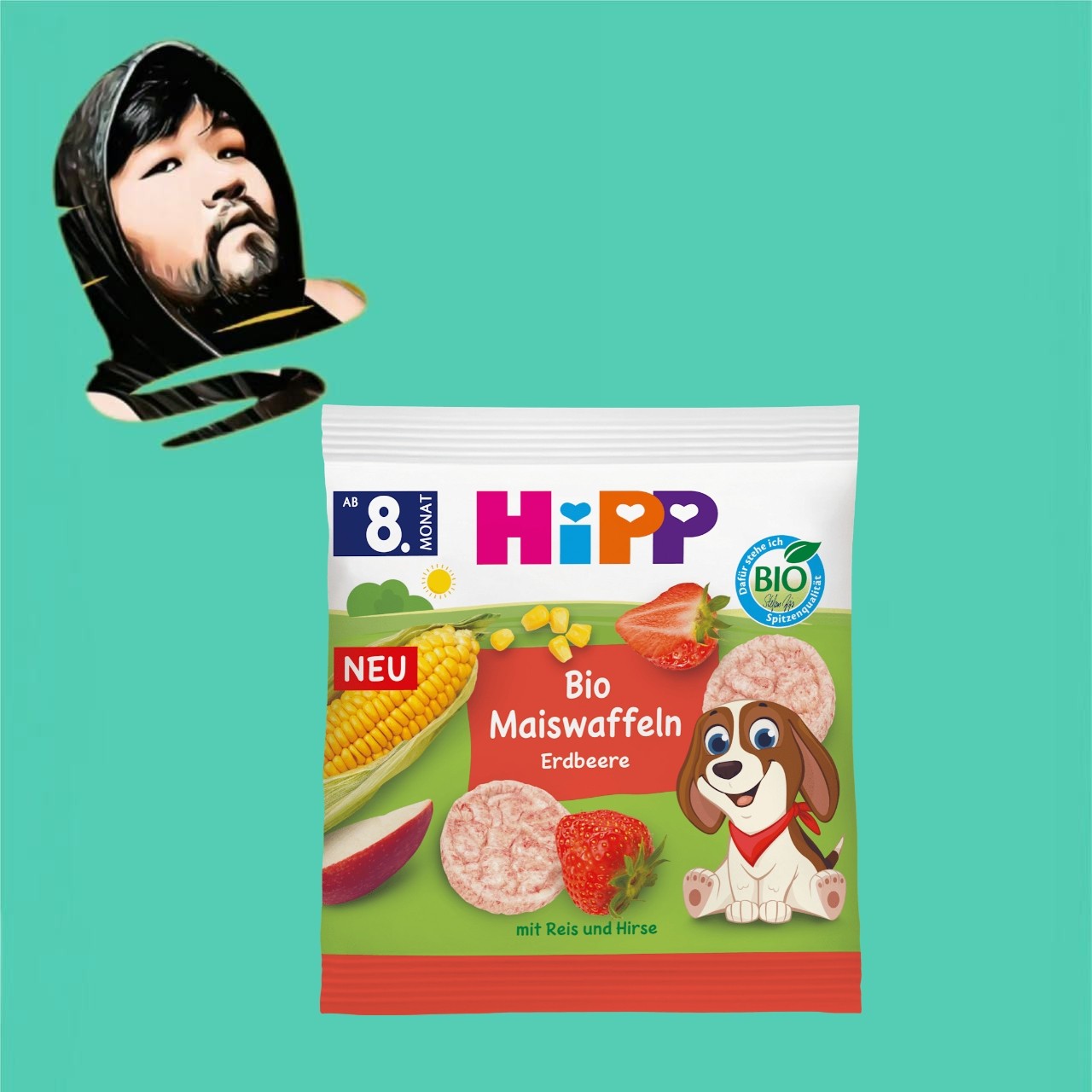 德国直邮【满300包邮】Hipp8个月+有机草莓玉米饼23g