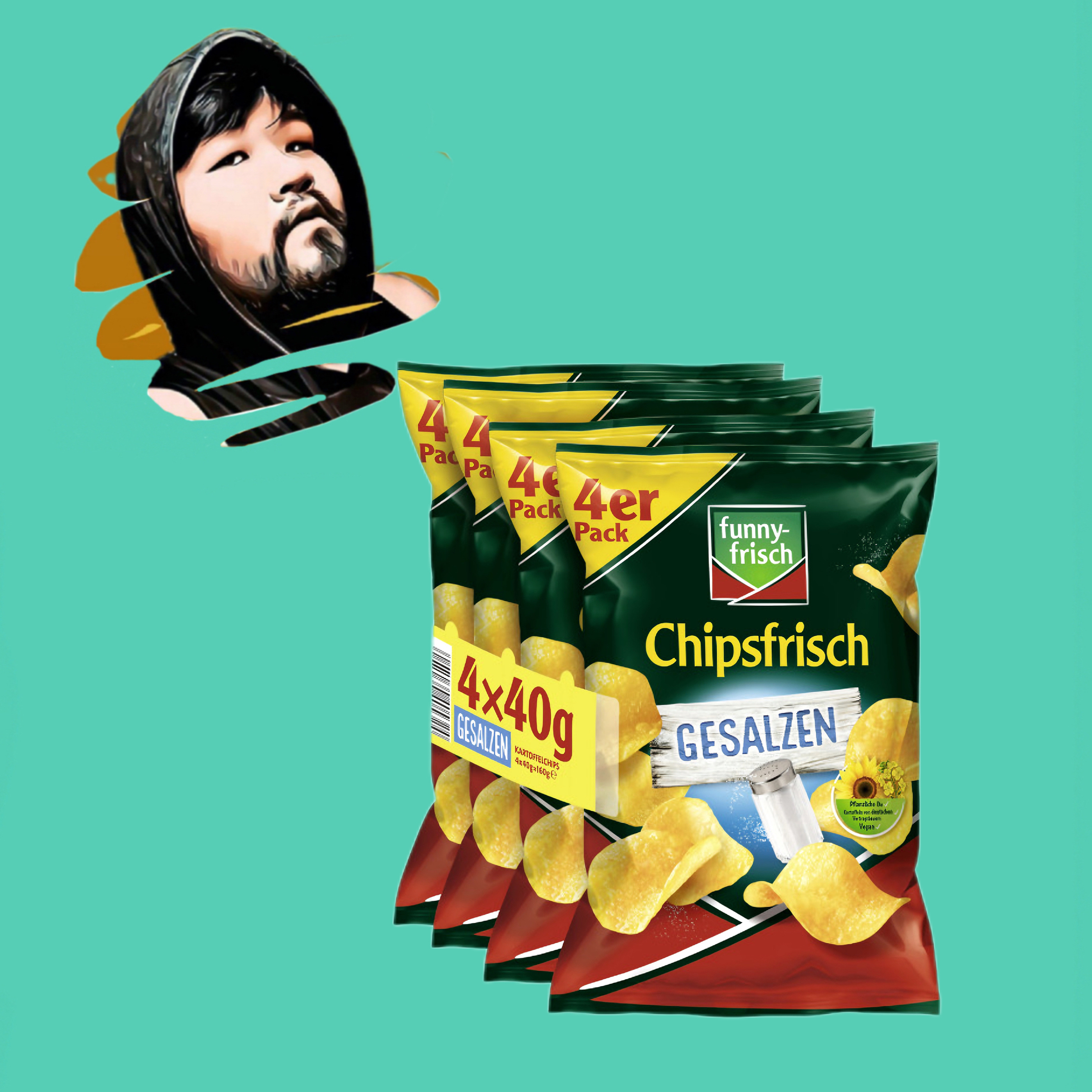 德国直邮【满300包邮】funny frisch小包四连包薯片海盐口味4X40g
