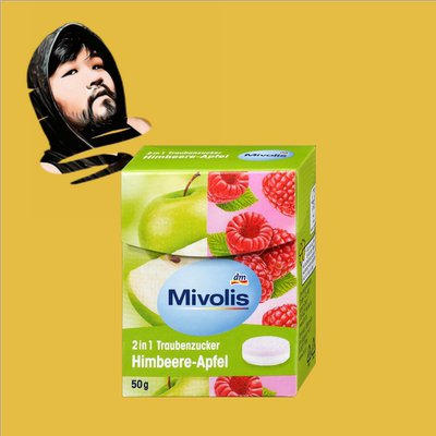 德国直邮【全场满300包邮】Mivolis二合一覆盆子苹果味葡萄糖50g