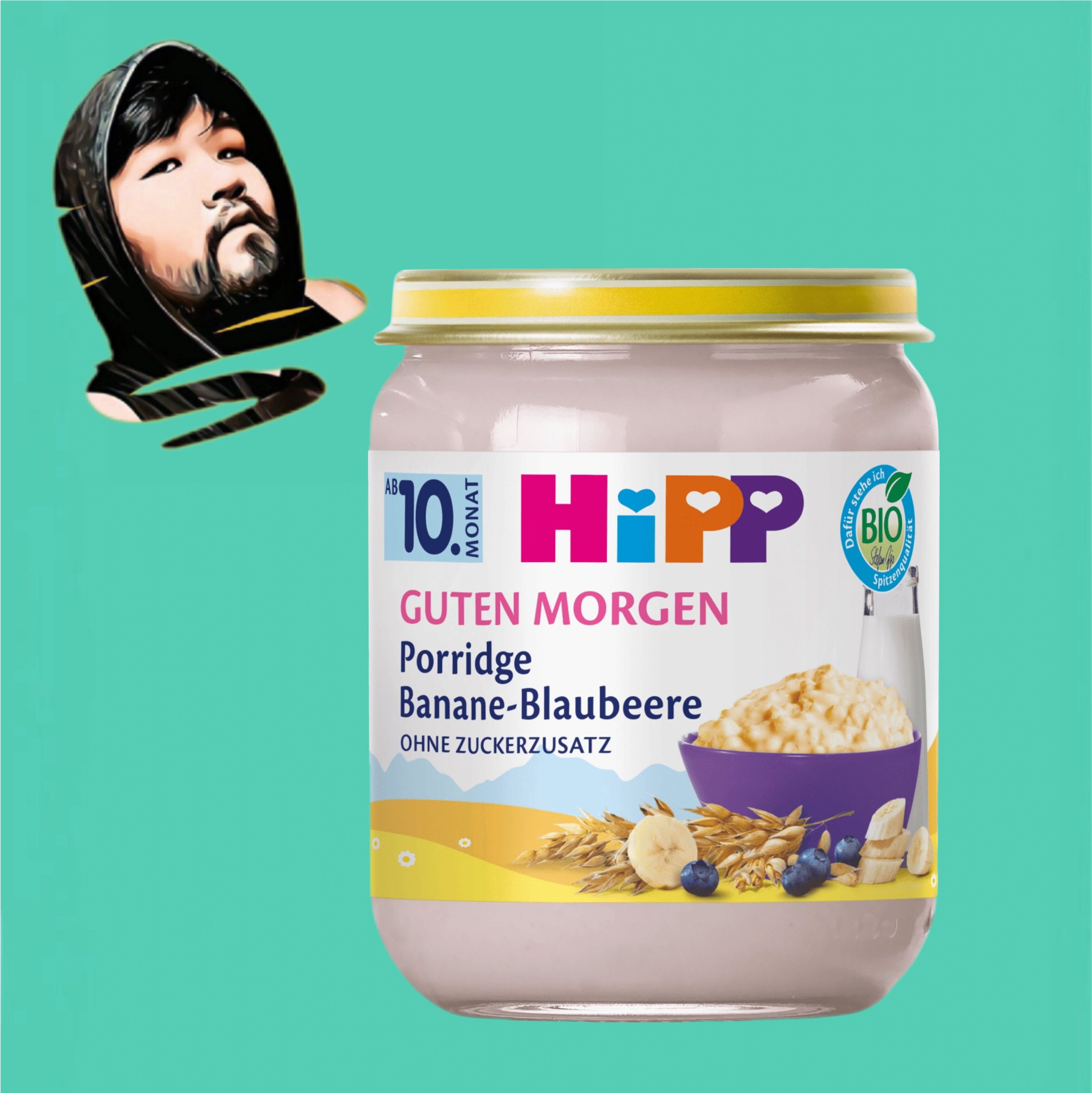 德国直邮满300包邮Hipp10个月+有机宝宝早餐香蕉蓝莓燕麦粥160g