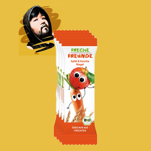 德国直邮300包邮freche freunde1岁有机苹果胡萝卜谷物棒23g×4