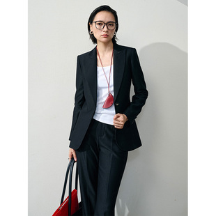 西服经典 xyi 职场通勤老钱风修身 外套女2025秋季 黑色系两件套 西装