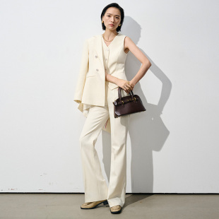 女总裁三件套2025轻奢马甲正装 xyi 套装 治愈米色西装 女 老钱风秋装