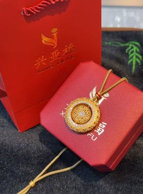 足银点钻花丝如意可转动八宝罗盘吊坠项链国风送女友礼物
