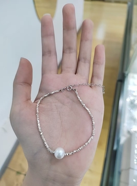 纯银珍珠手链女日韩简约轻奢小众碎银几两手串简约手链
