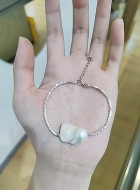 新款小众精致女款巴洛克珍珠碎银子手链