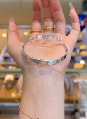 足银999六芒星麦穗手镯推拉口可调节轻奢小众时尚百搭