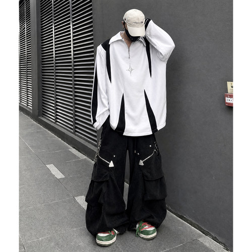 UUCSCC美式嘻哈垫肩撞色卫衣